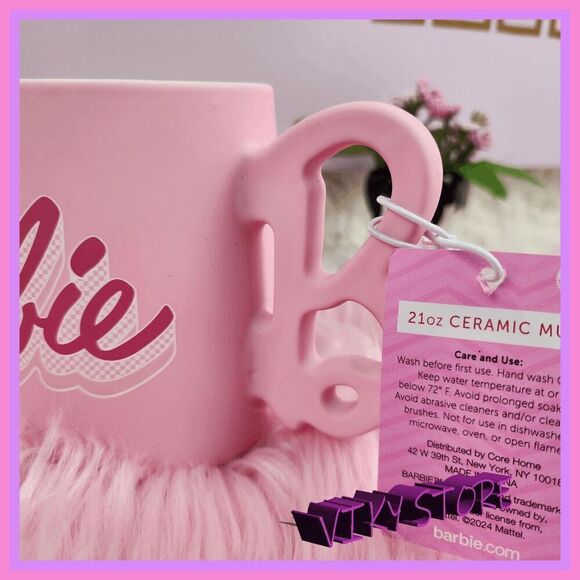 NWT 💖 Barbie Logo Pink 21 oz. Coffee Mug Iconic Design #7121 ☕ - Picture 4 of 4